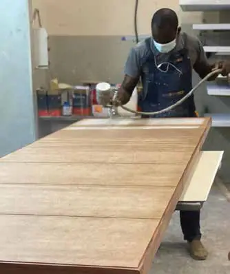 Finishing in the Nova Doors factory, Accra