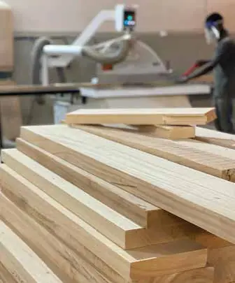 Timber in the Nova Doors factory, Accra